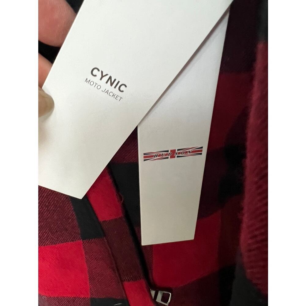 NWT Hudson Cynic red & black plaid asymmetric moto jacket size S - Picture 5 of 7